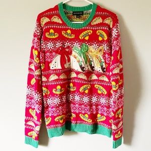 M Ugly Christmas Sweater Taco Sombrero